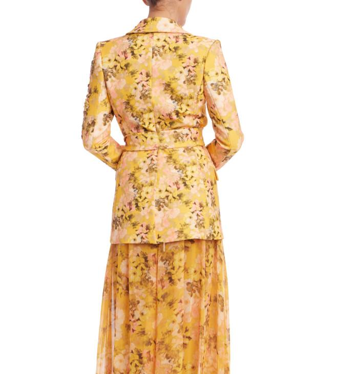 Badgley Mischka Floral Printed Tie Waist Blazer