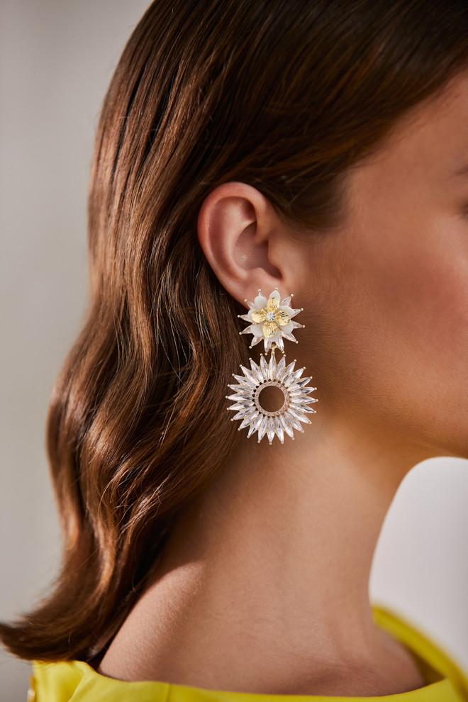 Badgley Mischka Flower Sunburst Statement Earrings