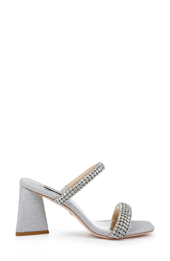 Badgley Mischka Frankie Bejeweled Block Heel Slide