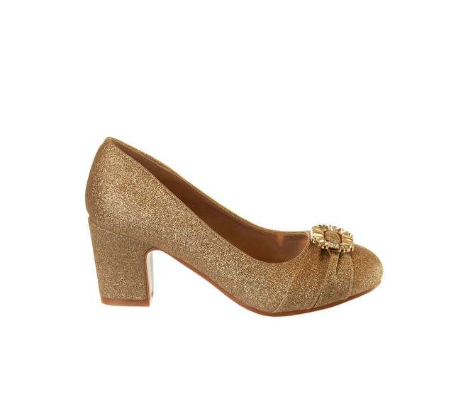 Badgley Mischka Girls’ Glittery Block Heeled Pump