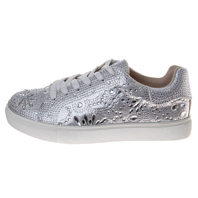 Badgley Mischka Girls' Glitzy Metallic Sneakers