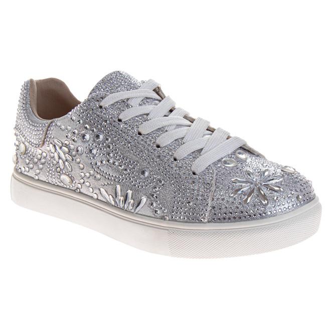 badgley mischka Girls' Glitzy Metallic Sneakers
