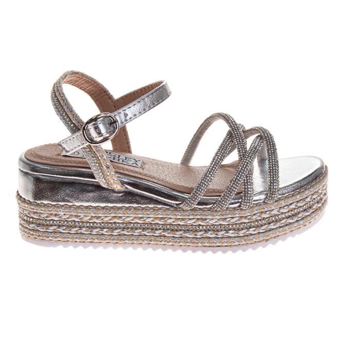 Badgley Mischka Girls' Metallic And Raffia Sandals