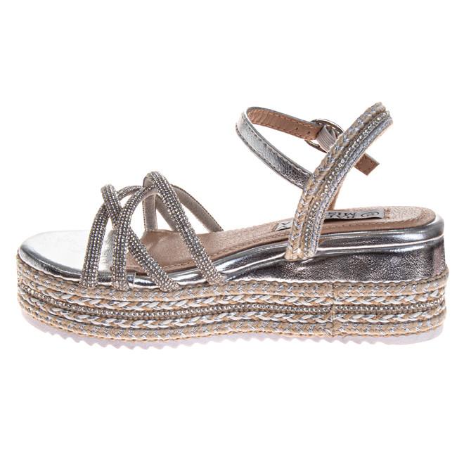 Badgley Mischka Girls' Metallic And Raffia Sandals