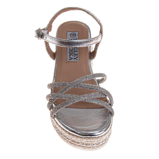 Badgley Mischka Girls' Metallic And Raffia Sandals