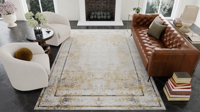 Badgley Mischka Gold Leaf Oasis Luxury Rug