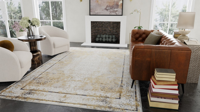Badgley Mischka Gold Leaf Oasis Luxury Rug