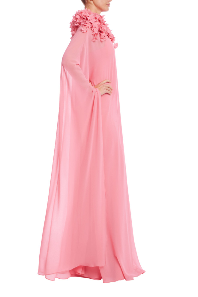 Badgley Mischka High Neck Georgette Caftan Gown