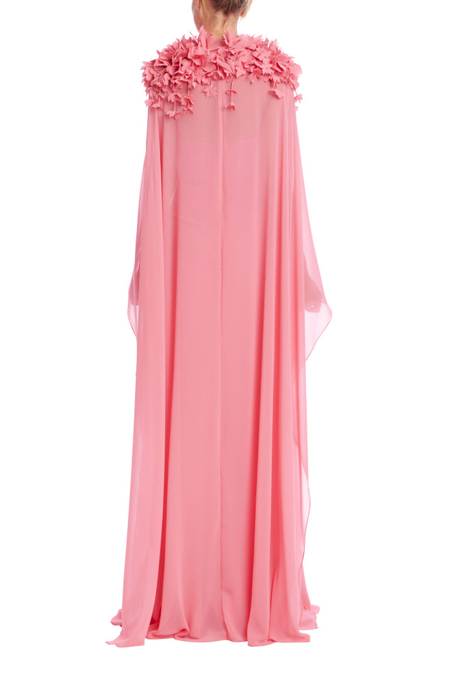 Badgley Mischka High Neck Georgette Caftan Gown