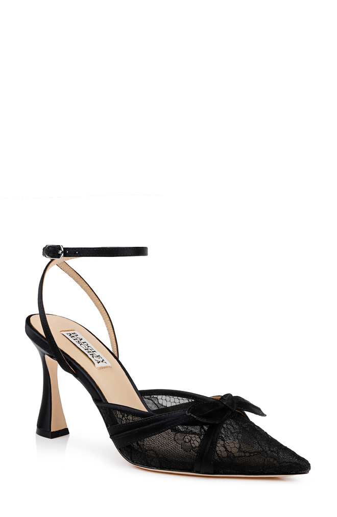 badgley mischka Josie Lace Ankle Strap Pumps