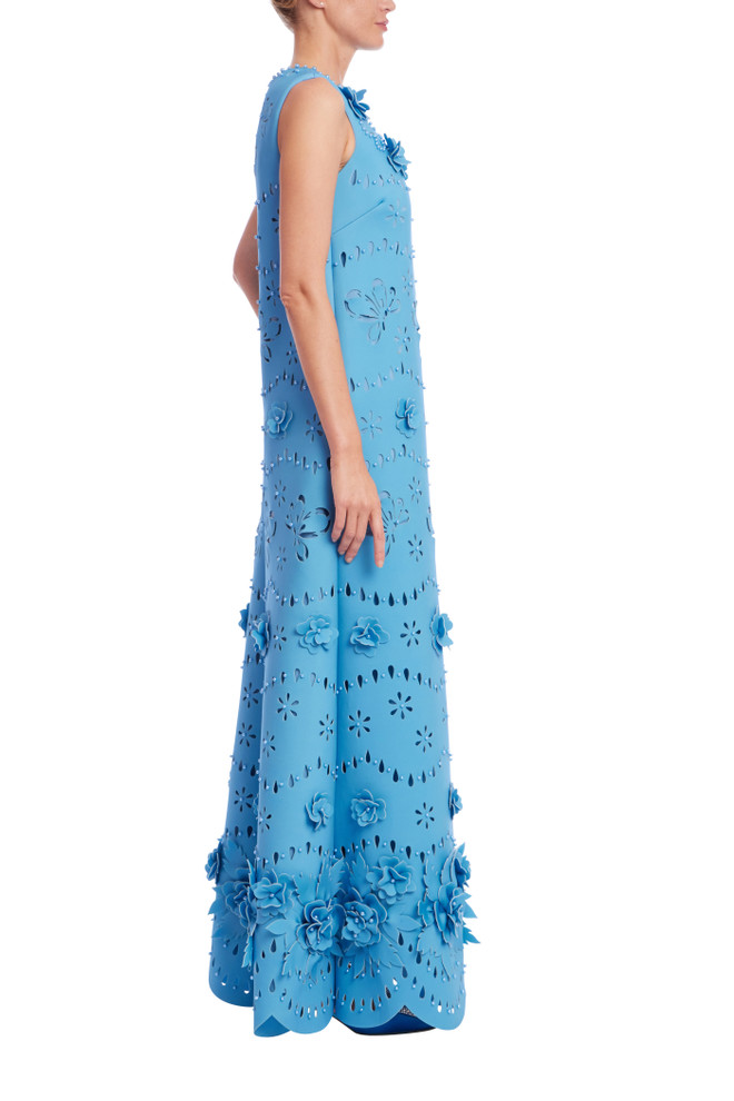 Badgley Mischka Laser Cut Flower Trapeze Gown
