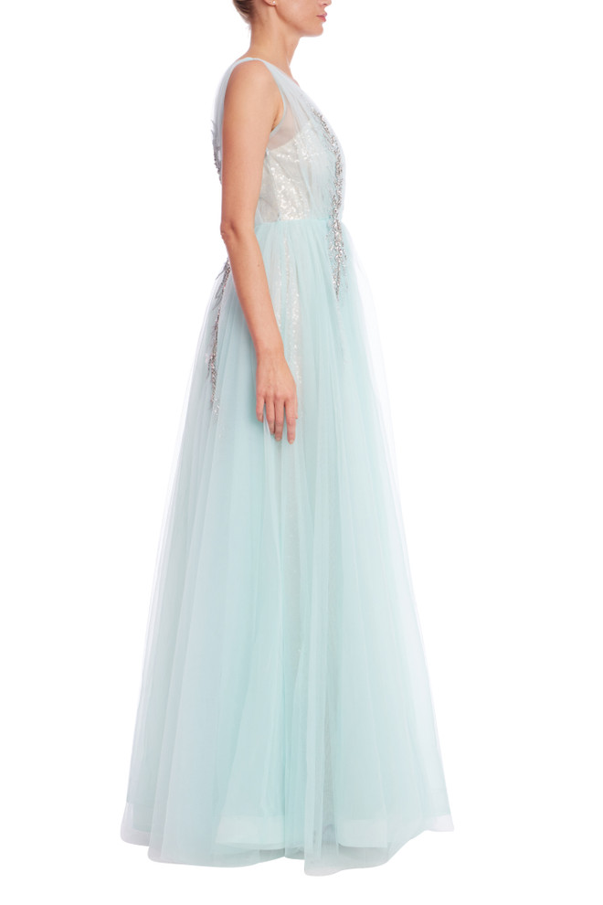 Badgley Mischka Long Tulle Crystal Ballgown