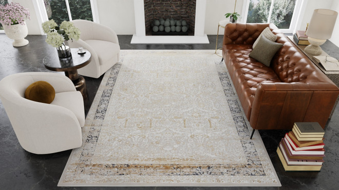 Badgley Mischka Marbled Gold Oasis Luxury Rug