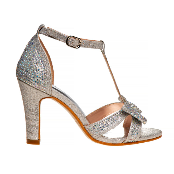 Badgley Mischka Metallic T-Strap Girls Shoe Heel
