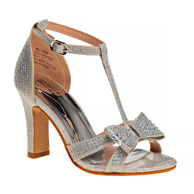 badgley mischka Metallic T-Strap Girls Shoe Heel
