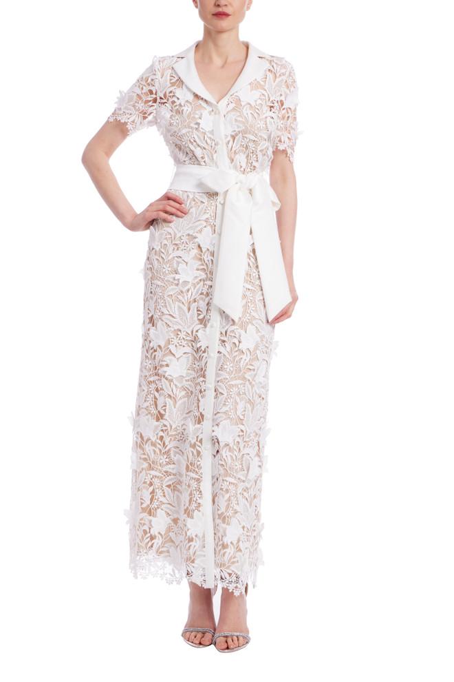 badgley mischka Midi Lace Shirt Dress