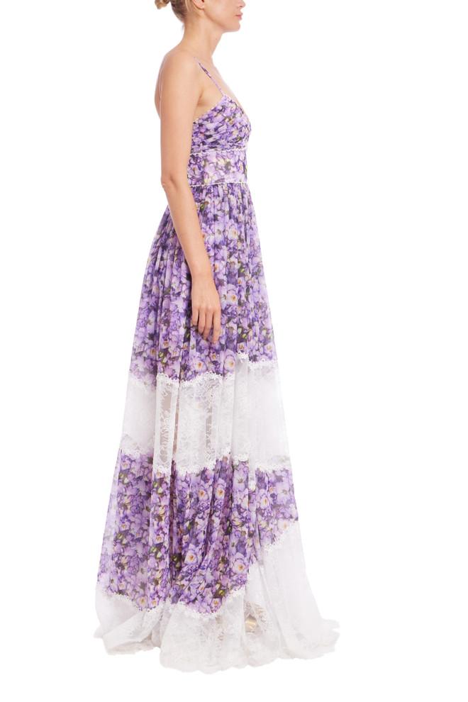 Badgley Mischka Mixed Media Floral Sleeveless Gown