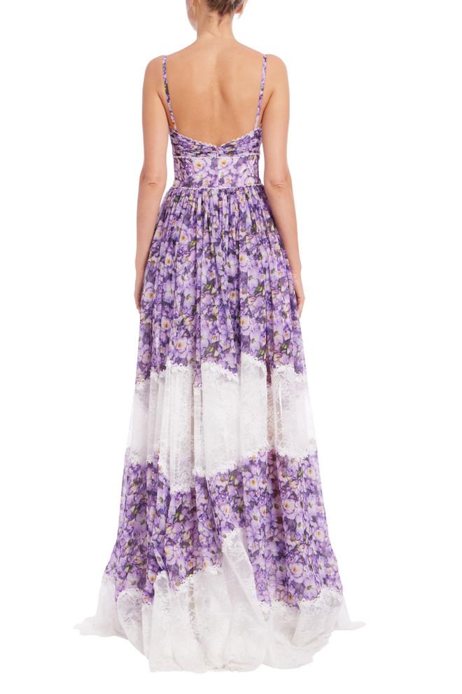 Badgley Mischka Mixed Media Floral Sleeveless Gown