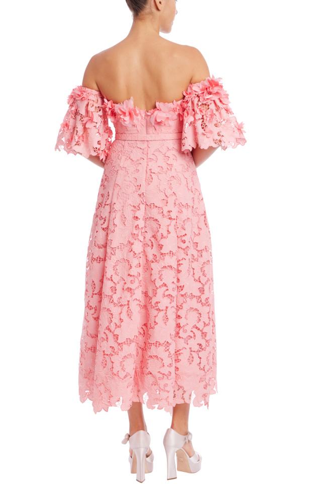 Badgley Mischka Off The Shoulder Lace Midi Dress