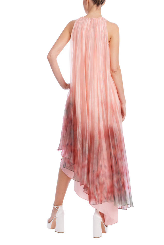 Badgley Mischka Ombre Pleated High-Low Dress