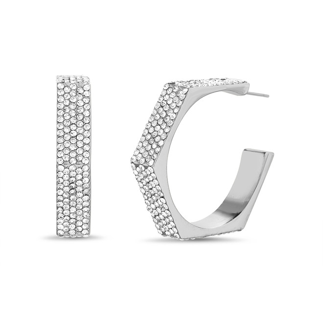 Badgley Mischka Pentagon Shaped C Hoop Earrings