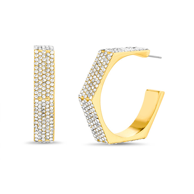 badgley mischka Pentagon Shaped C Hoop Earrings