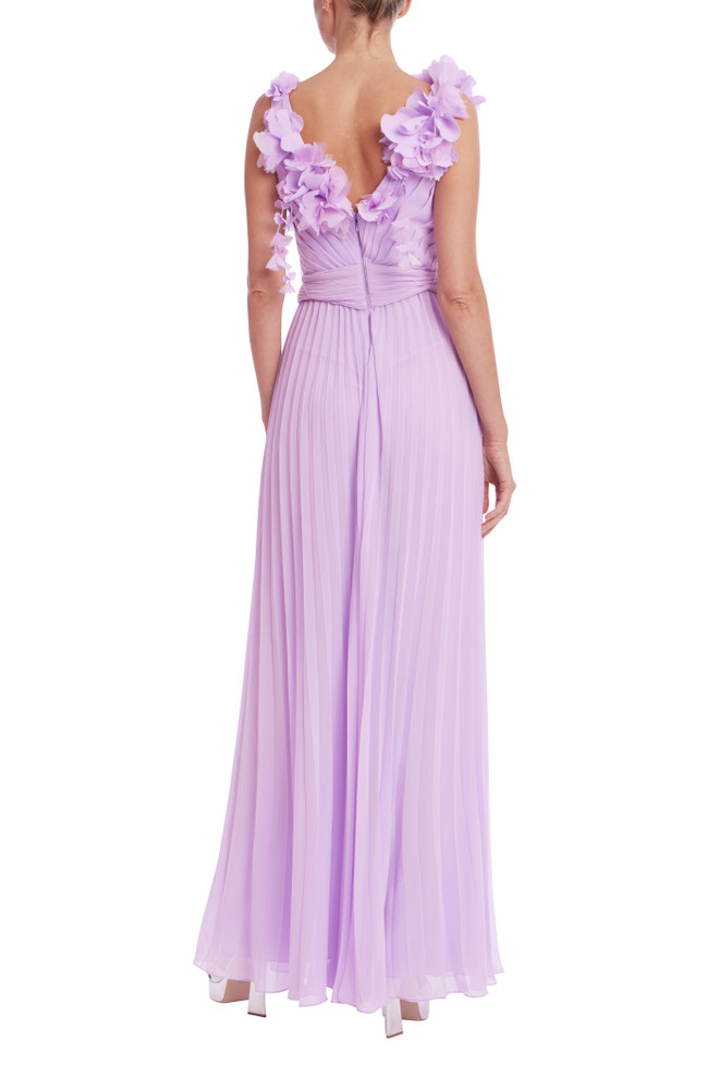 Badgley Mischka Pleated Georgette Jumpsuit