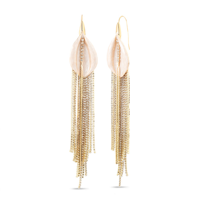 badgley mischka Rhinestone Fringe Duster Earrings