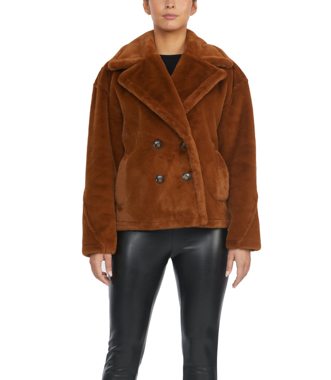badgley mischka Rollande Faux Fur Coat