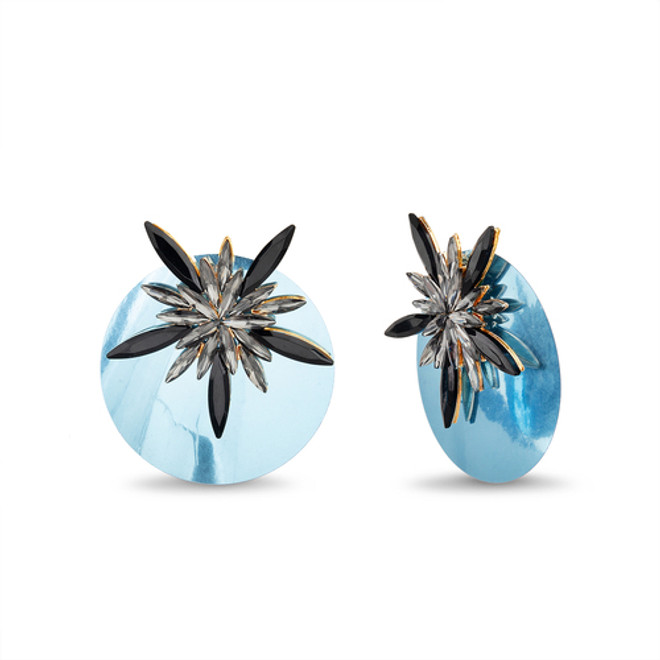 badgley mischka Sea Blue Sequin Starburst Earrings