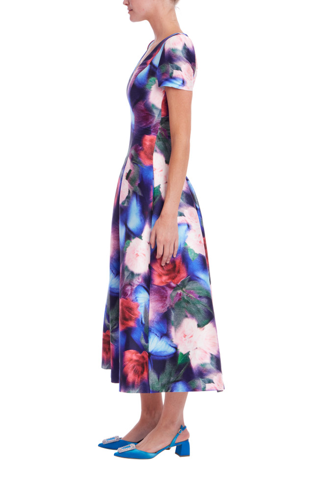 Badgley Mischka Short Sleeve Fit & Flare Midi Dress