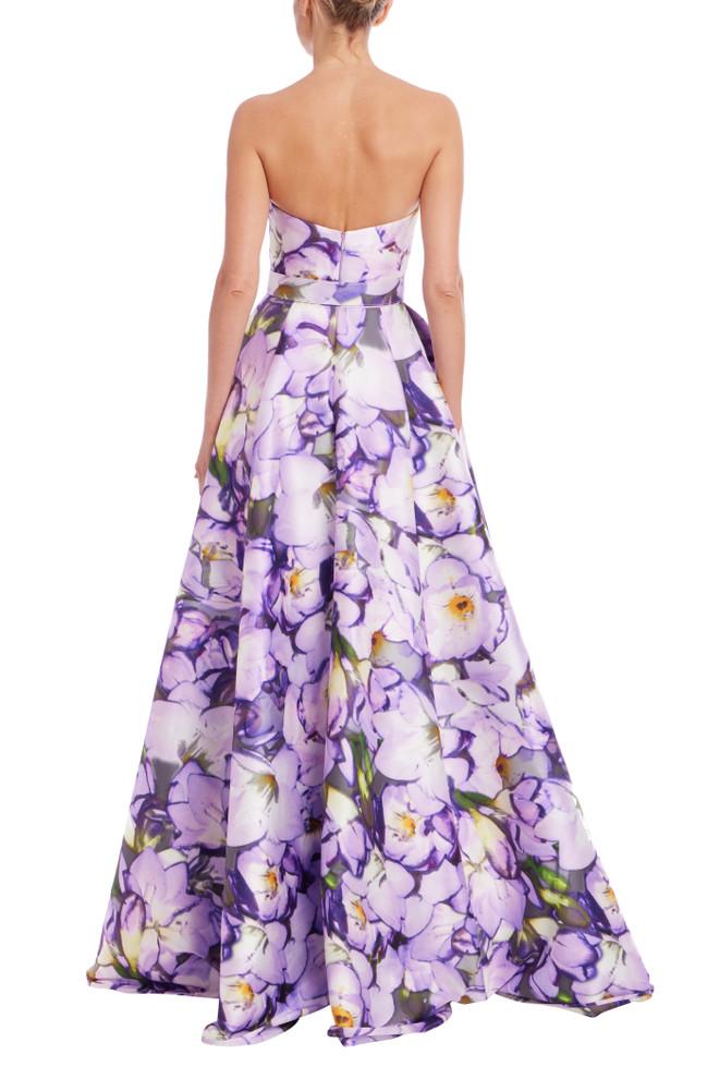 Badgley Mischka Strapless Belted A-Line Gown