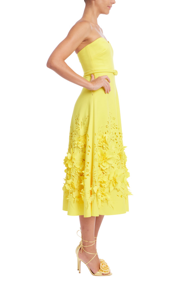 Badgley Mischka Strapless Cutout A-Line Dress