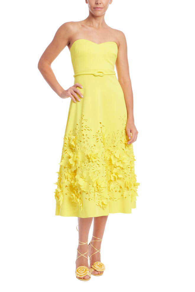 badgley mischka Strapless Cutout A-Line Dress