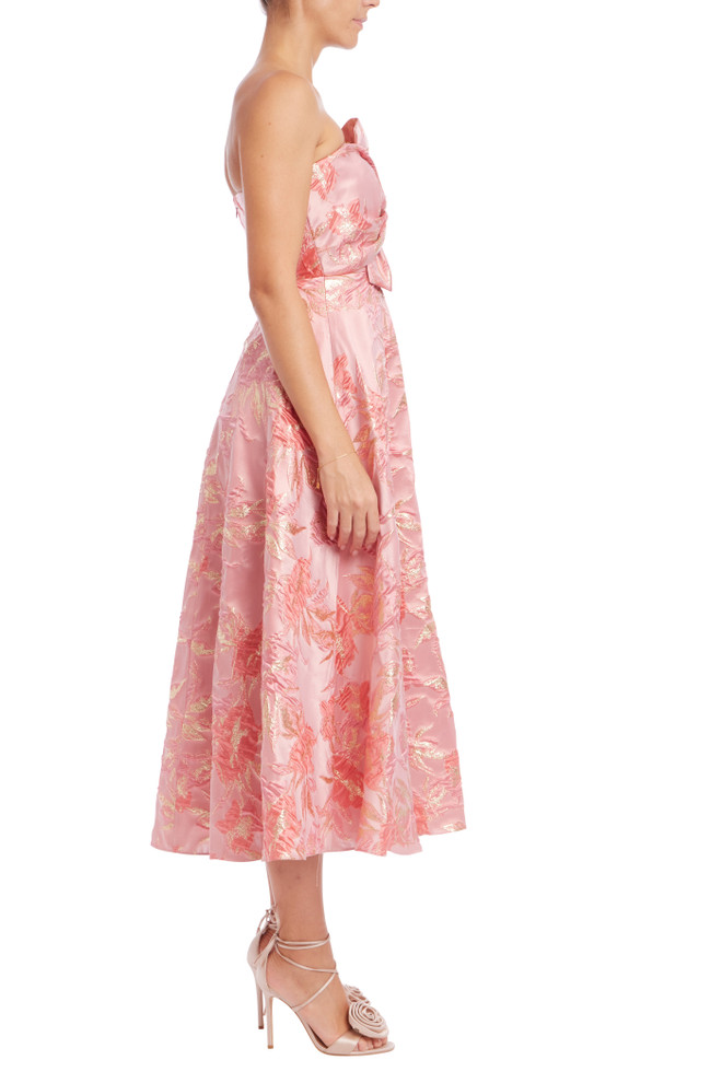 Badgley Mischka Strapless Fit And Flare Midi Dress