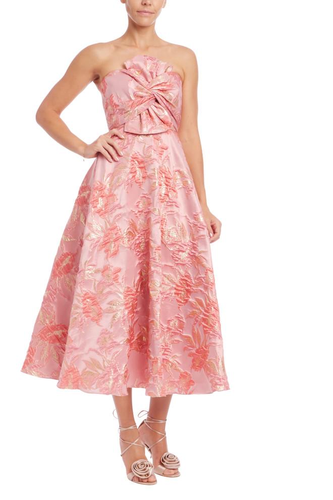 badgley mischka Strapless Fit and Flare Midi Dress