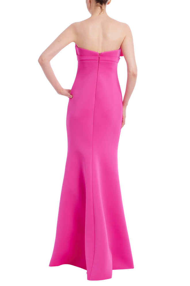 Badgley Mischka Strapless Floral Applique Gown