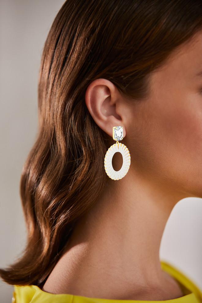 Badgley Mischka White Statement Hoop Drop Earrings