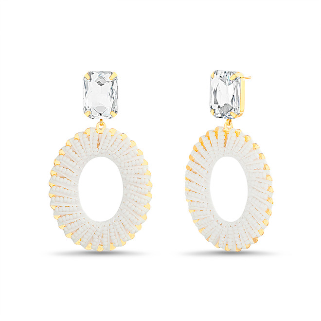 badgley mischka White Statement Hoop Drop Earrings