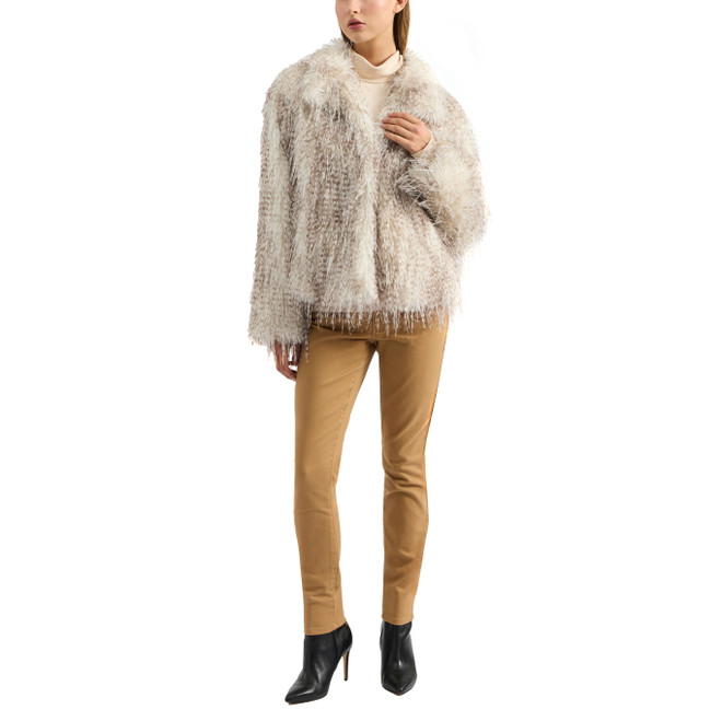 Badgley Mischka Yoshi Faux Feather Fur Jacket