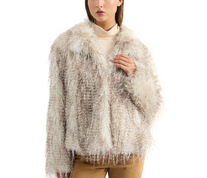 badgley mischka Yoshi Faux Feather Fur Jacket