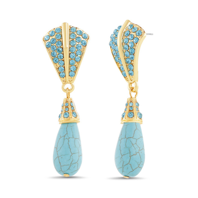 badgley mischka Blue Stones and Turquoise-Style Teardrop Pendant Earrings