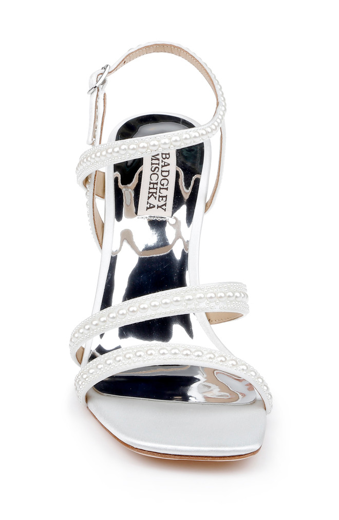 Badgley Mischka Brynlee Satin Bejeweled Strappy Sandal
