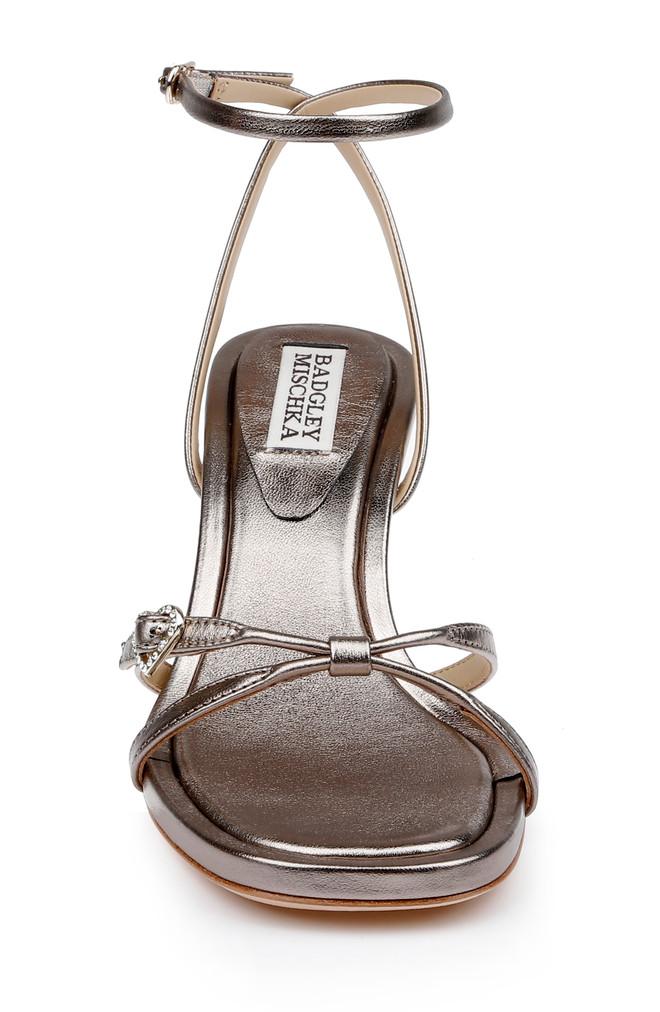 Badgley Mischka Brynna Leather Sandals With Heart Buckle
