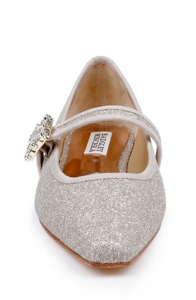 Badgley Mischka Brystol Ballerina Flats With Crystal Buckle