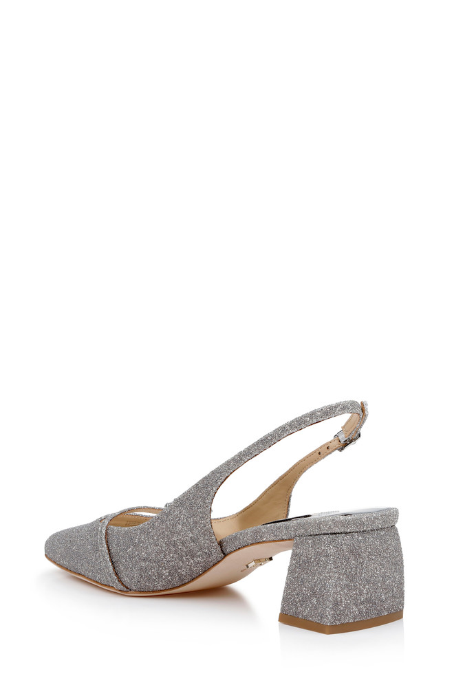 Badgley Mischka Buena Slingback Block Heels With Crystal Buckle