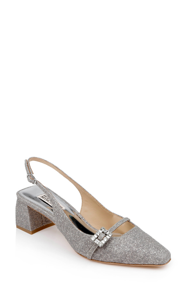 badgley mischka Buena Slingback Block Heels with Crystal Buckle