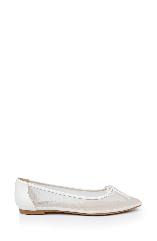 Badgley Mischka Cam Pointed Toe Leather Flats With Bow