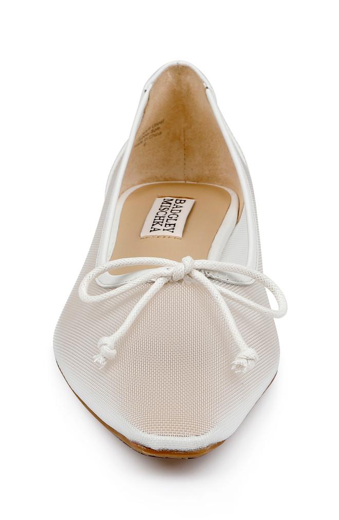 Badgley Mischka Cam Pointed Toe Leather Flats With Bow