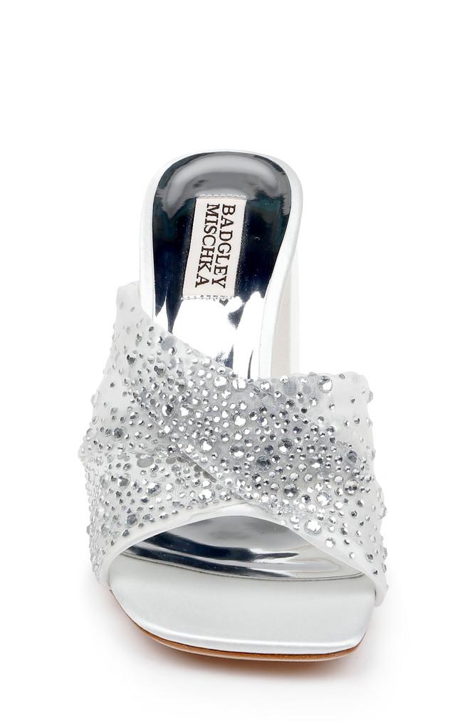 Badgley Mischka Camelia Crystal-Embellished Peep-Toe Mules With Block Heel